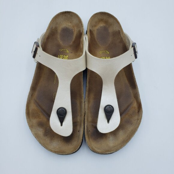 Birkenstock Shoes - Birkenstock Gizeh Thong Sandals 39 Womens Slip On Leather Pearl White